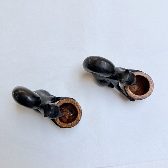 Pottery Barn Salt Server Squirrel Wood Set Of 2 Patina Decor Animal Gift - Picture 3 of 9